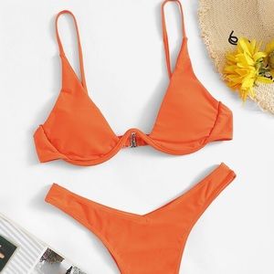 Bright orange underwire bikini set